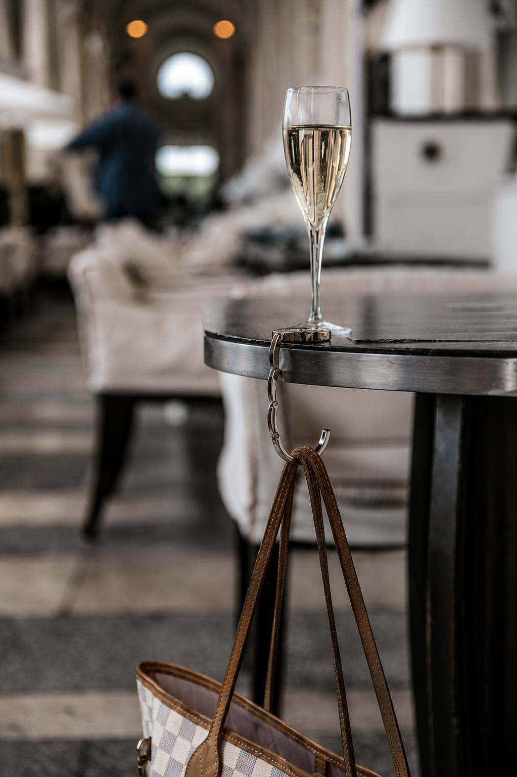 Sundays in Paris Le Petite silver purse hook, a slim table hook for everyday carry